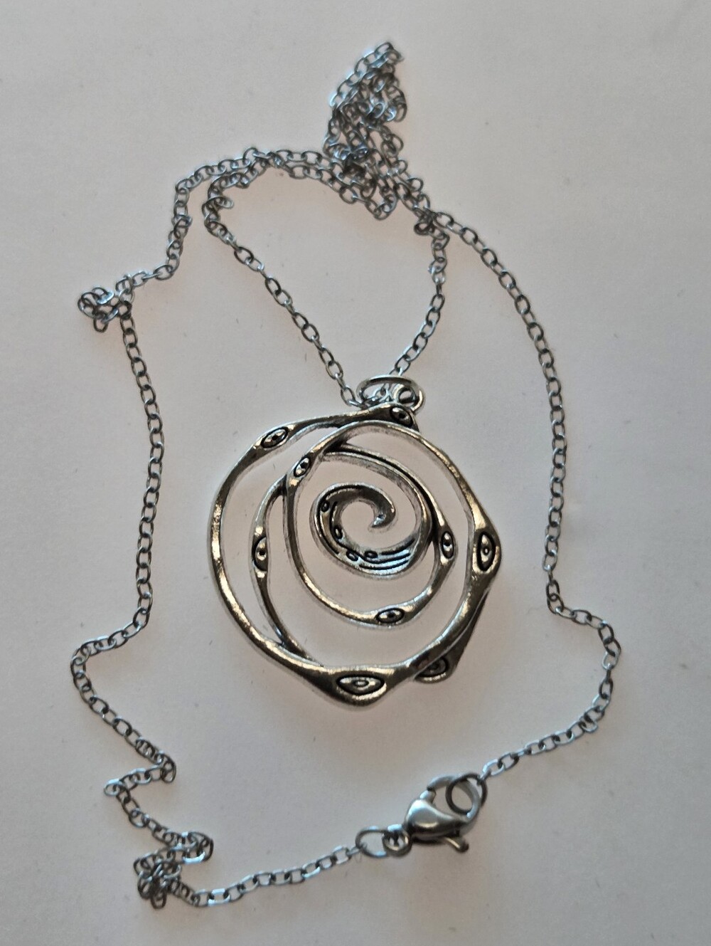 Silver Tone Spiral Pendant Necklace - Women Jewelry